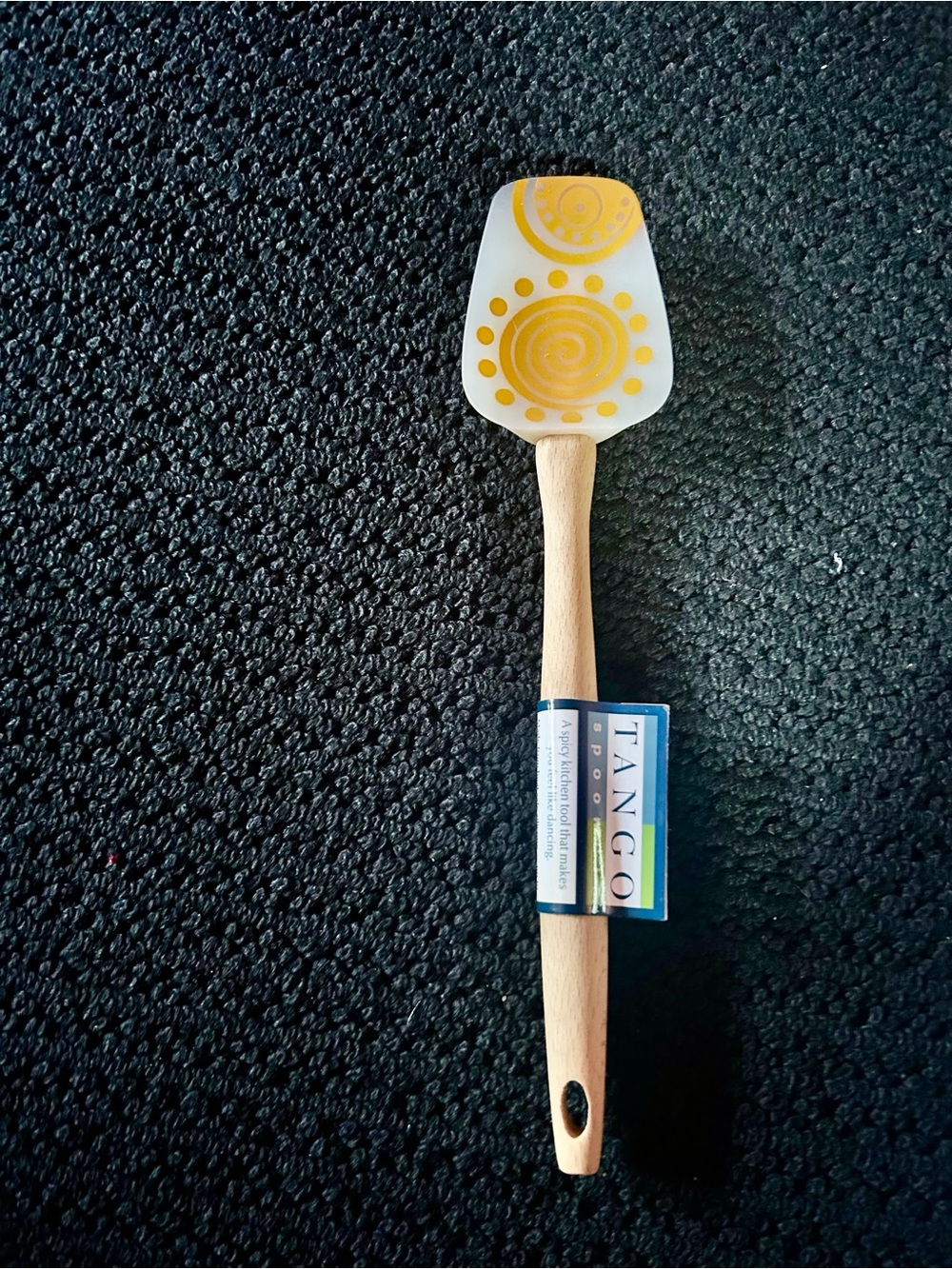 Yellow Swirl Silicone Spoonula with Beechwood Handle